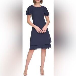 Jessica Howard Midnight Blue Flutter‎ Sleeve Sheath Dress size 10